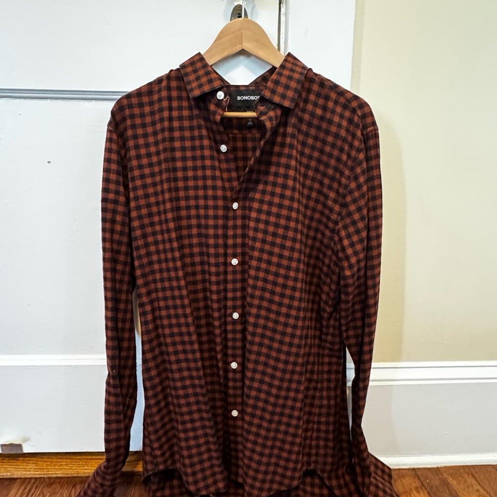 Bonobos Men's Checkered Shirt - Black and Red